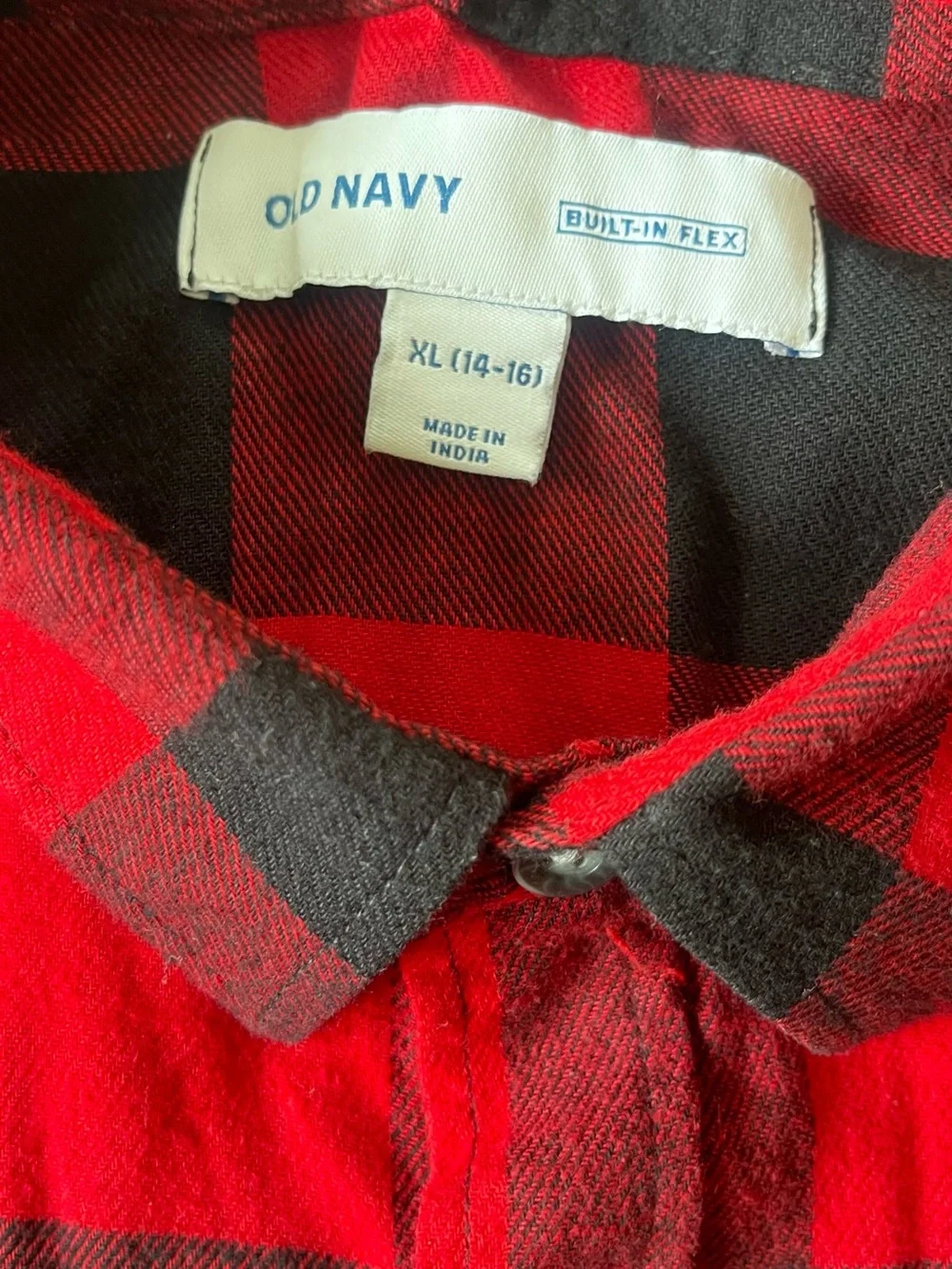 NWT Old Navy Red and Black Buffalo Plaid Shirt Kids Unisex Size XLarge (14-16)